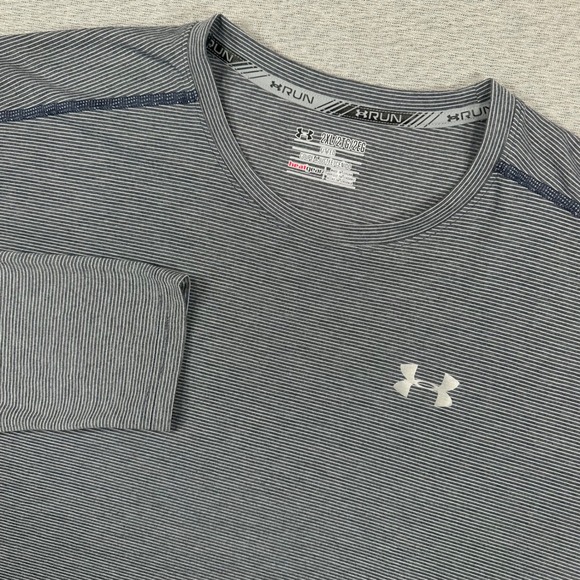 Under Armour Other - Under Armour Long Sleeve Run Shirt Mens 2XL Fitted Gray Micro Stripe HeatGear